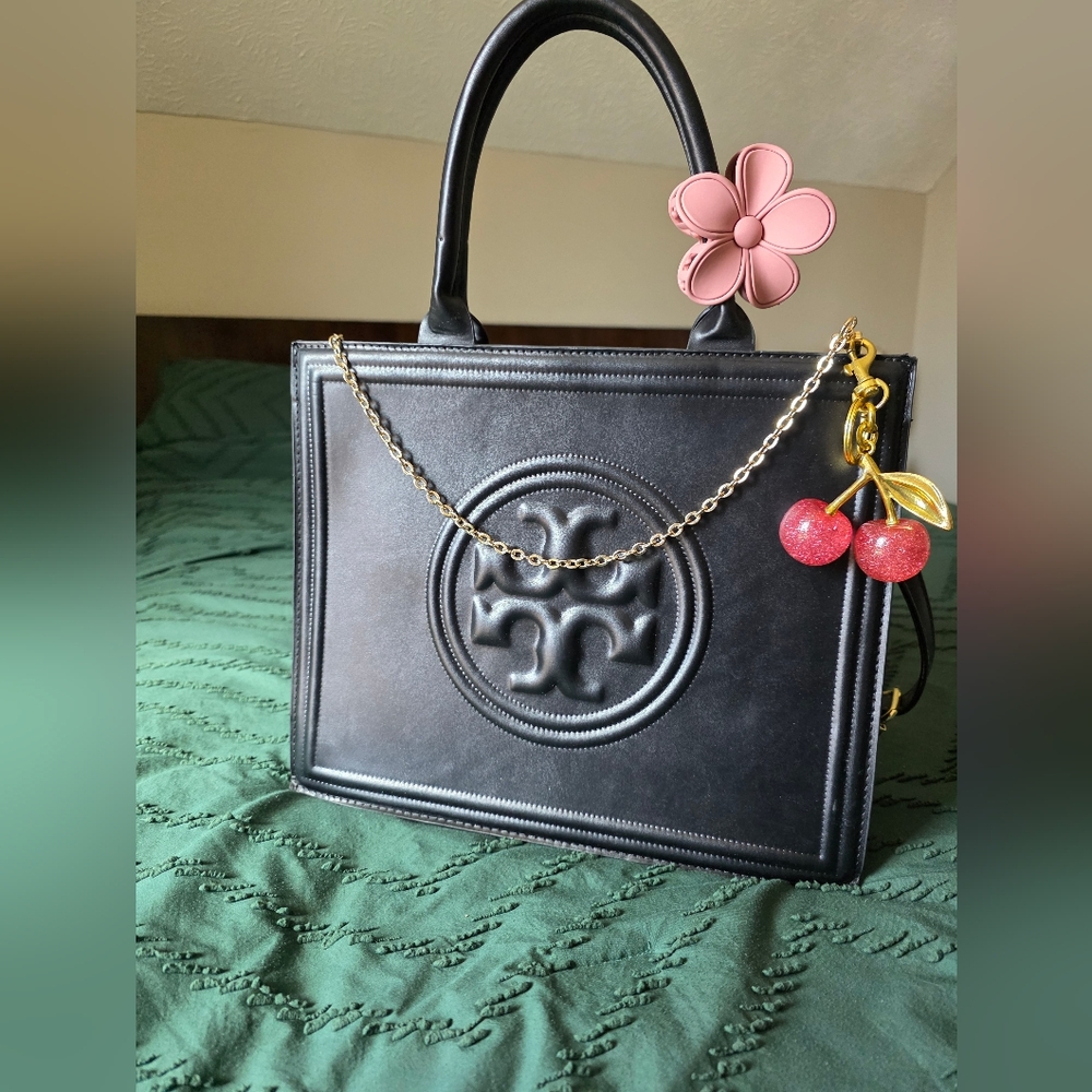 Black Structured Tote Handbag